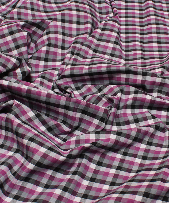 Multicolor handwoven checks cotton fabric