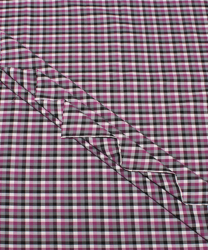 Multicolor handwoven checks cotton fabric