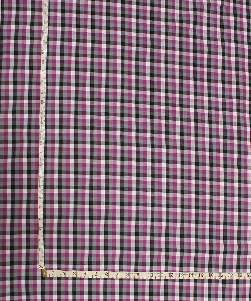 Multicolor handwoven checks cotton fabric