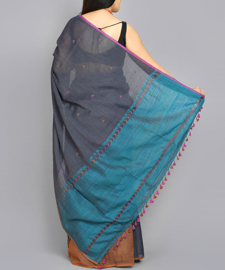 Kiara crafts dark grey handwoven cotton saree