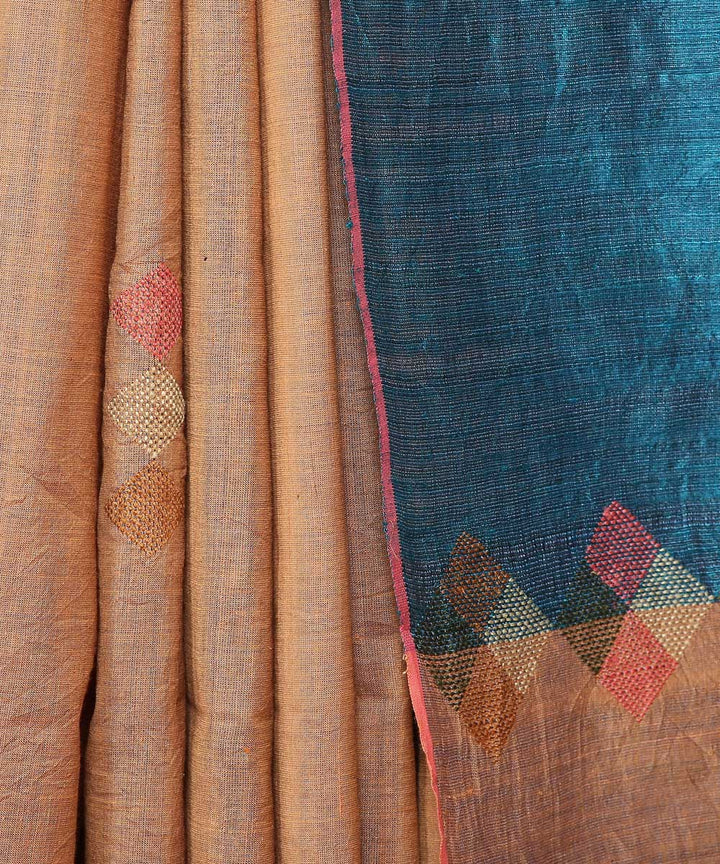 Kiara crafts light brown handwoven tussar silk saree