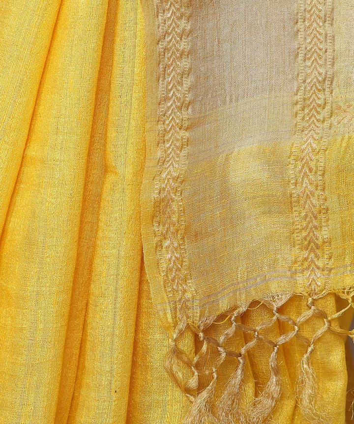 Kiara crafts yellow handwoven tussar silk saree