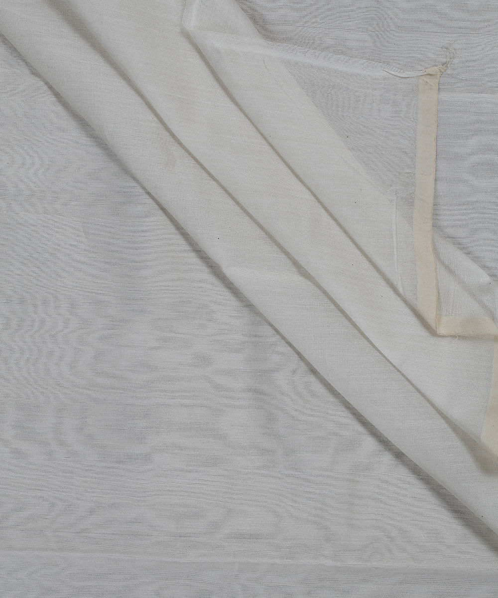 White Handloom Silk Cotton Fabric