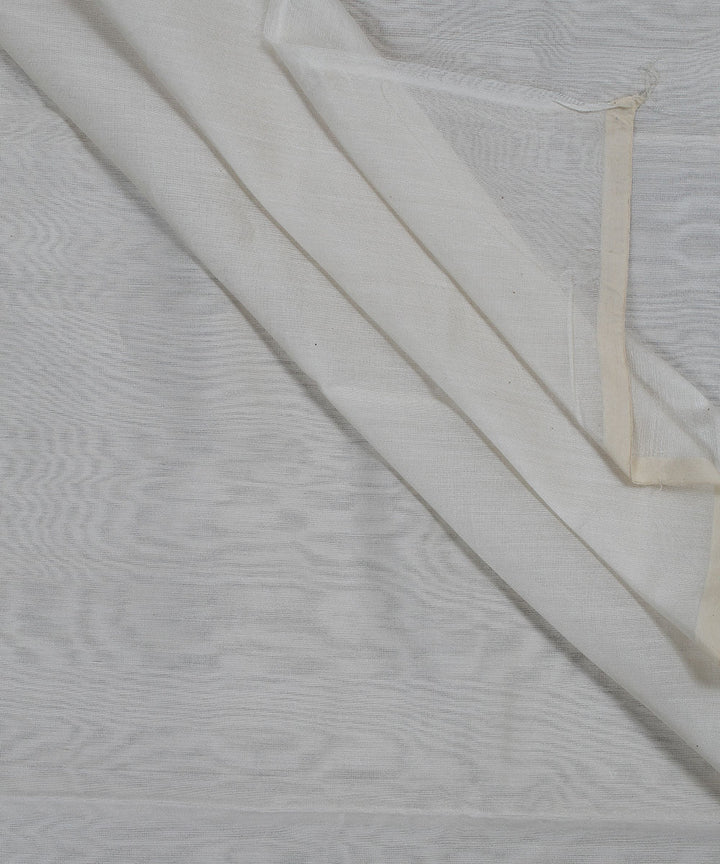 White Handloom Silk Cotton Fabric