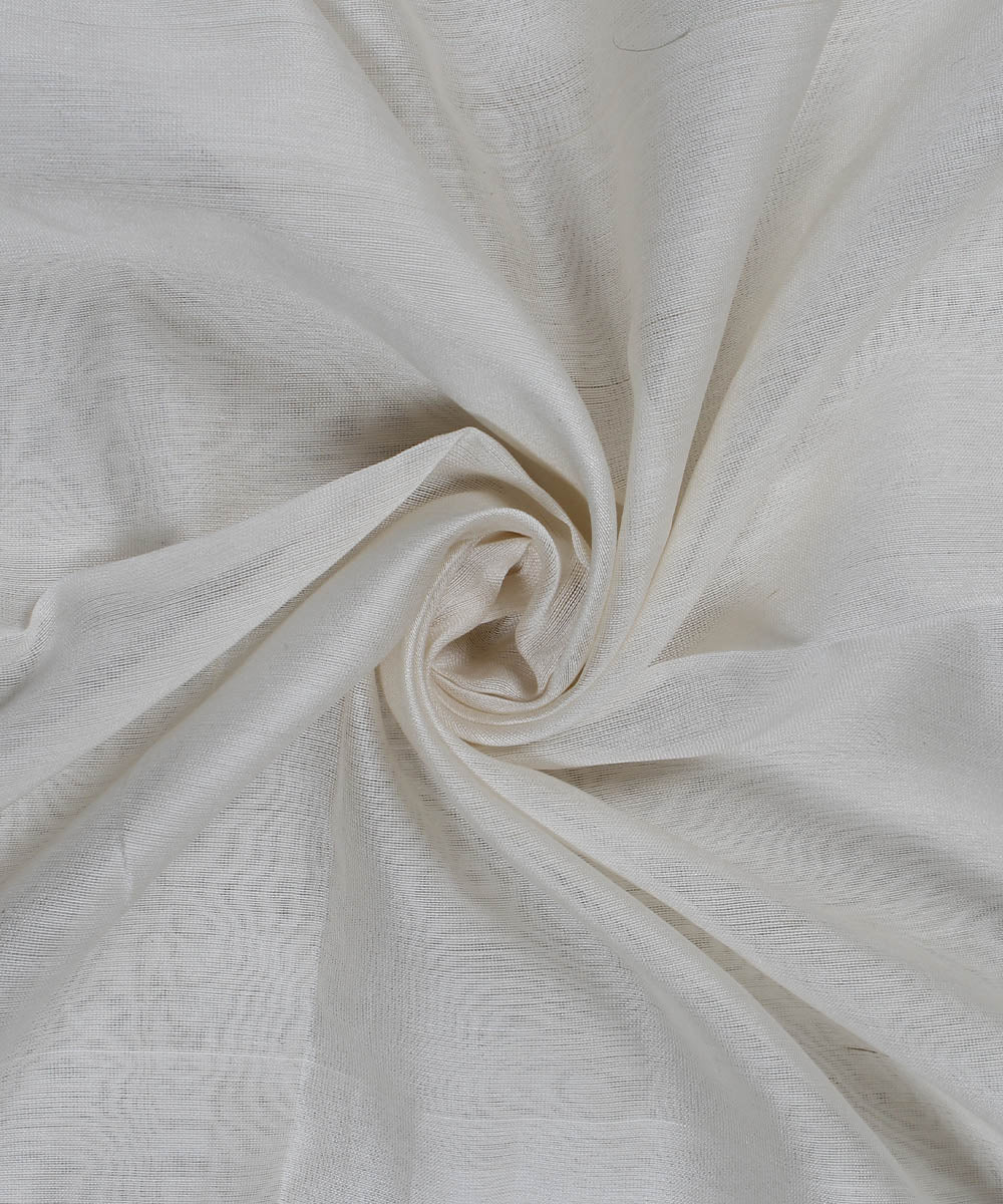White Handloom Silk Cotton Fabric