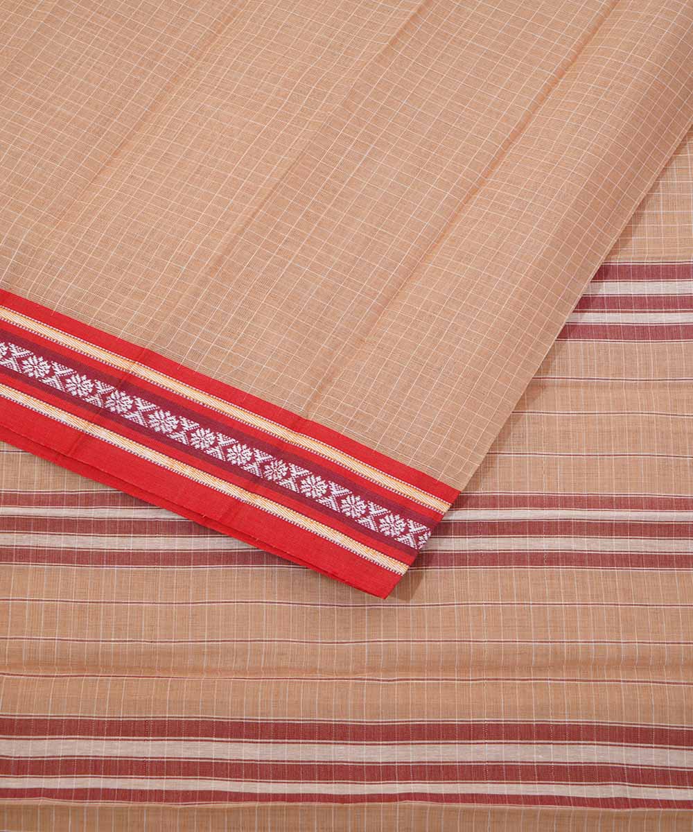 Cream handwoven cotton narayanpet saree