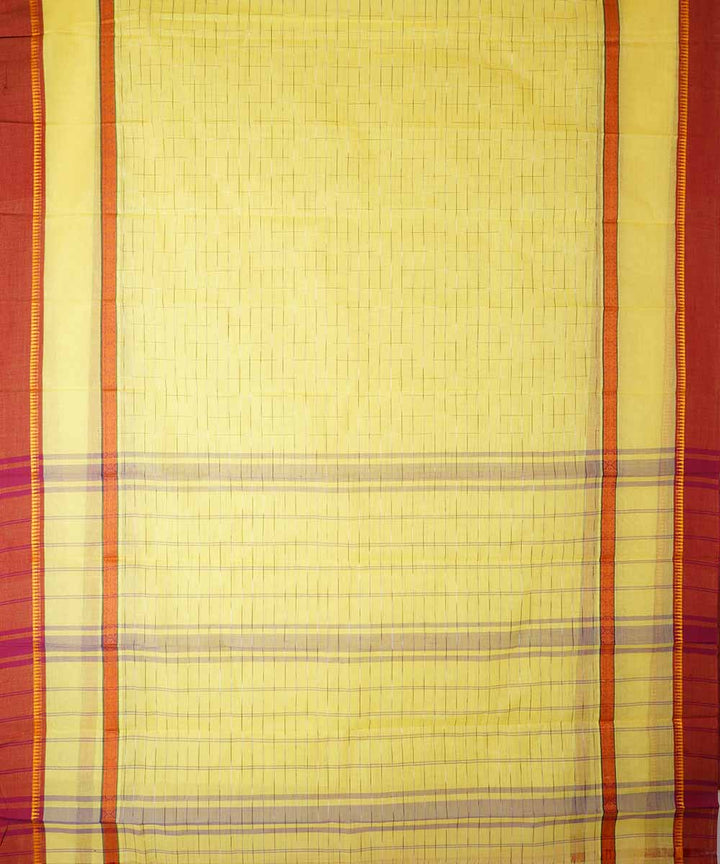 Light yellow handwoven cotton narayanpet saree