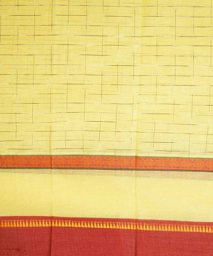 Light yellow handwoven cotton narayanpet saree