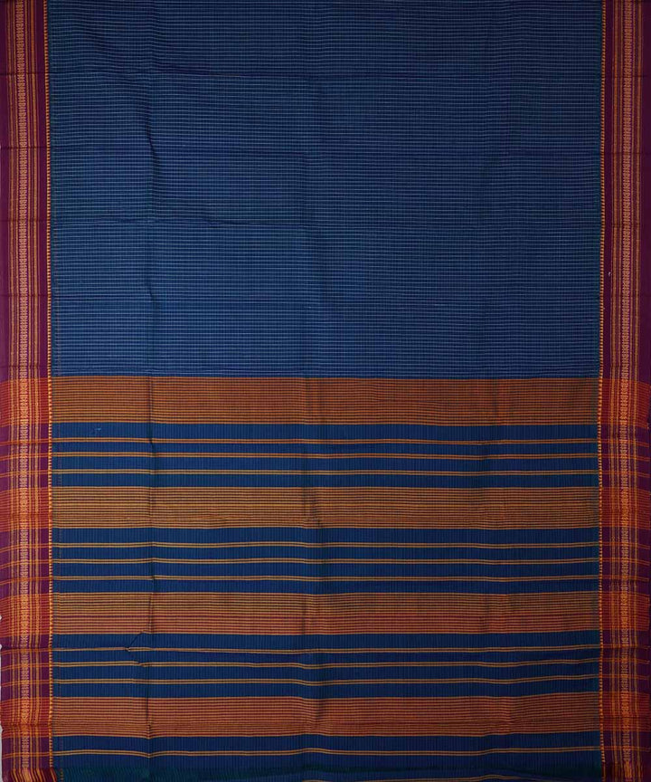 Cyan blue handwoven cotton narayanpet saree