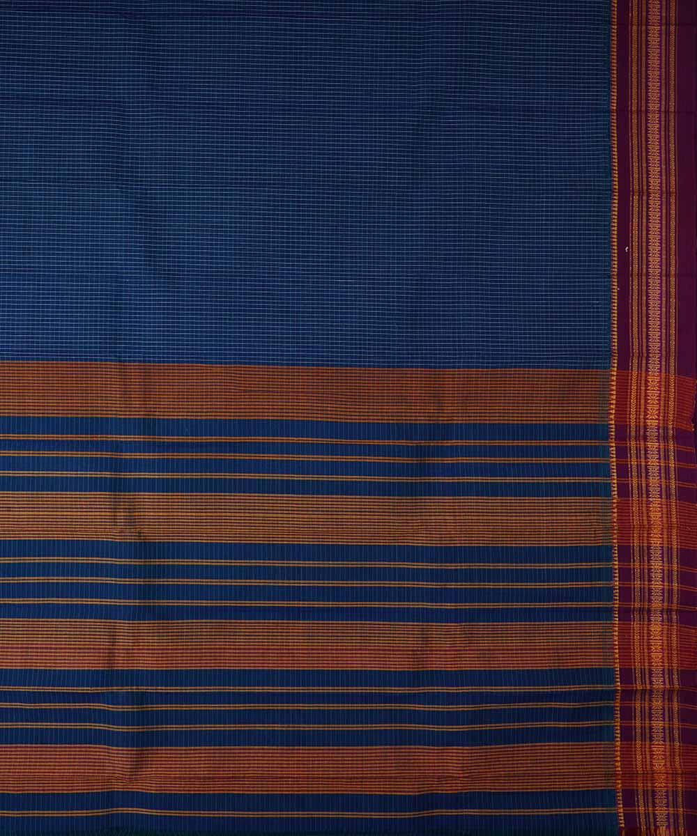 Cyan blue handwoven cotton narayanpet saree