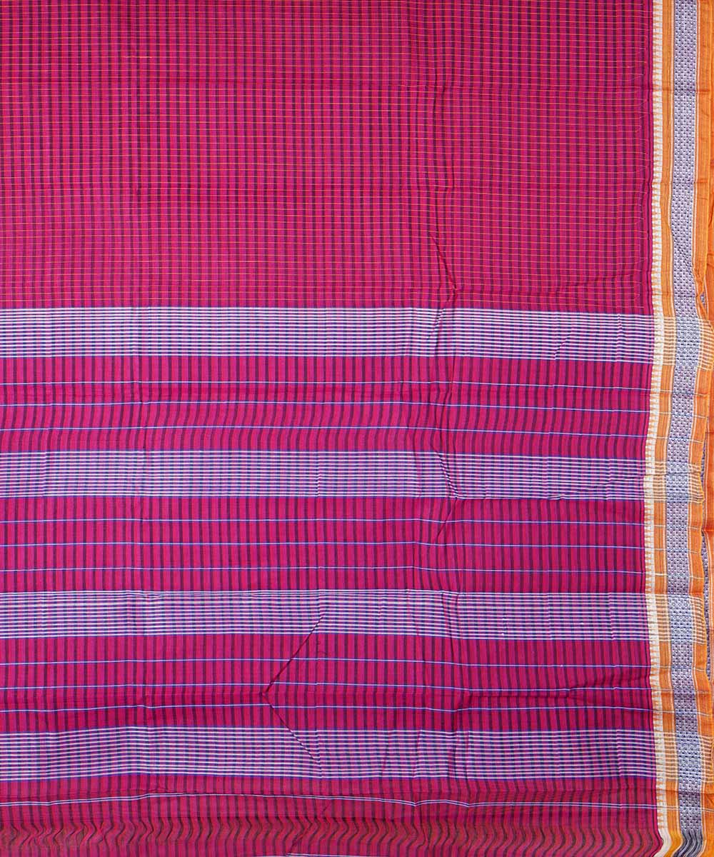Dark pink handwoven cotton narayanpet saree