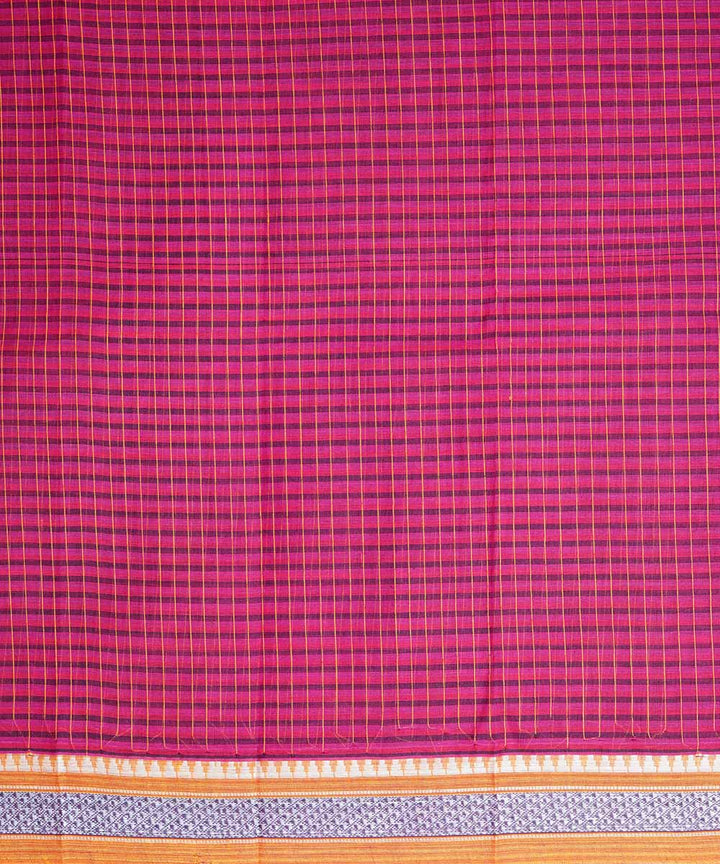 Dark pink handwoven cotton narayanpet saree