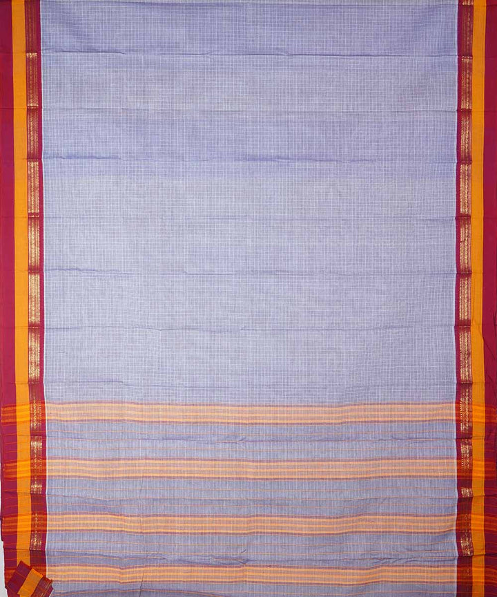 Dark silver handwoven cotton narayanpet saree