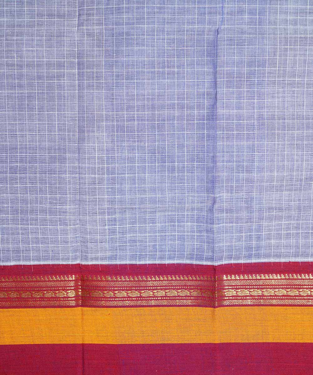 Dark silver handwoven cotton narayanpet saree