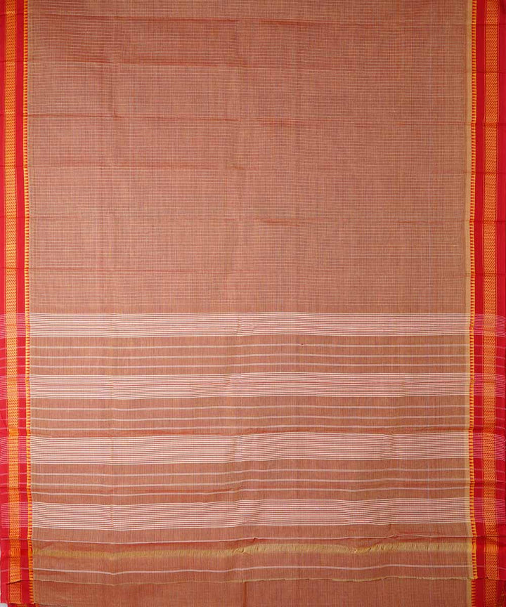 Dull brown handwoven cotton narayanpet saree
