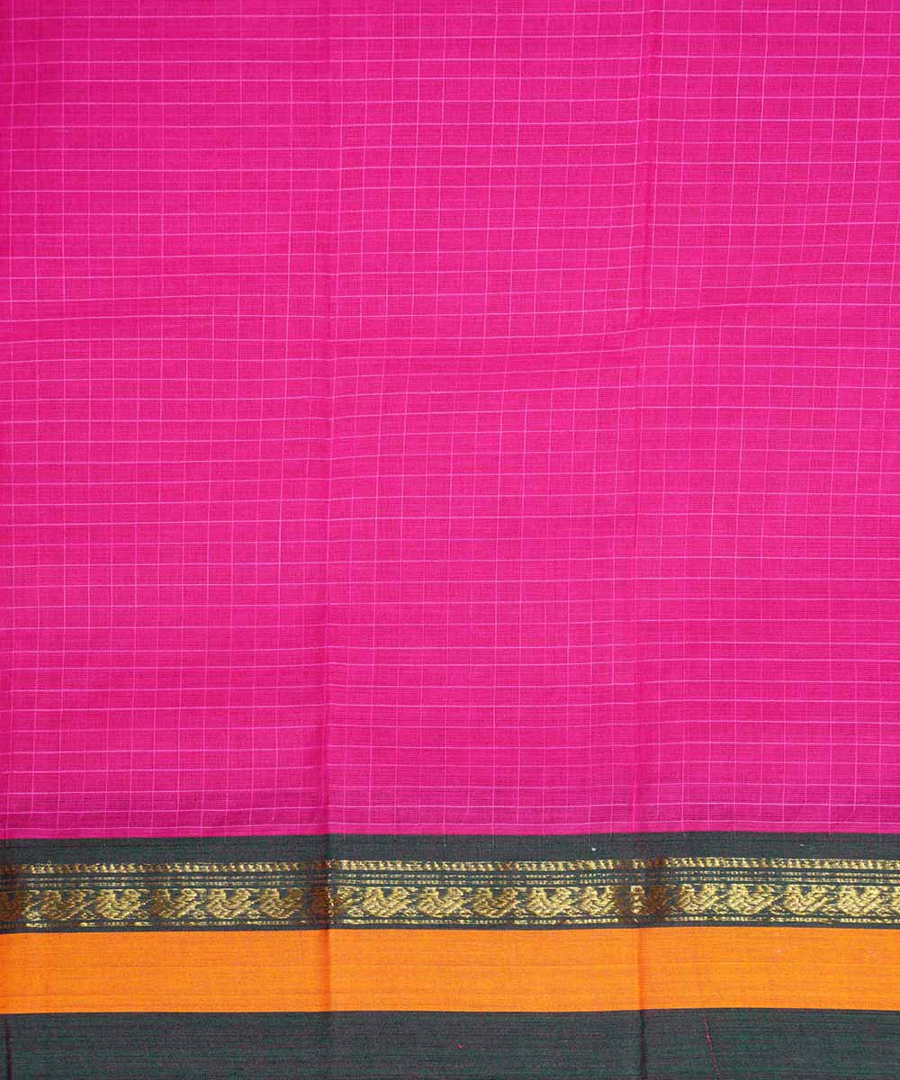 Pink handwoven cotton narayanpet saree