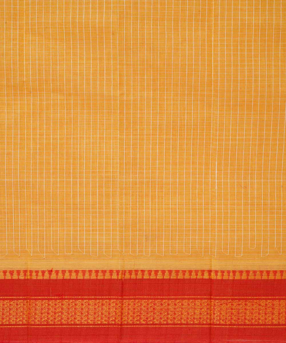 Yellow handwoven cotton narayanpet saree