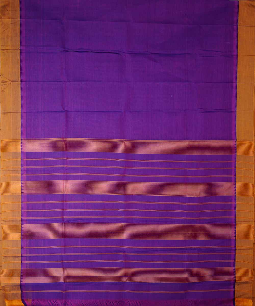 Violet handwoven cotton narayanpet saree