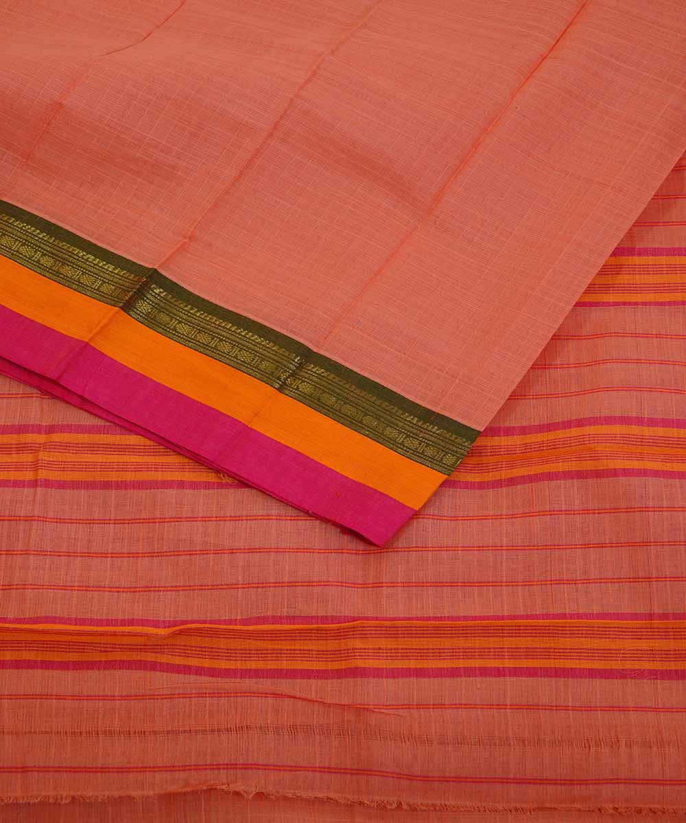 Light pink handwoven cotton narayanpet saree