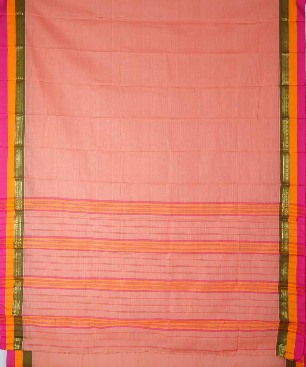 Light pink handwoven cotton narayanpet saree