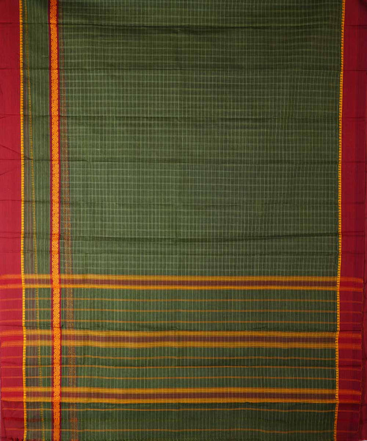 Dark green handwoven cotton narayanpet saree