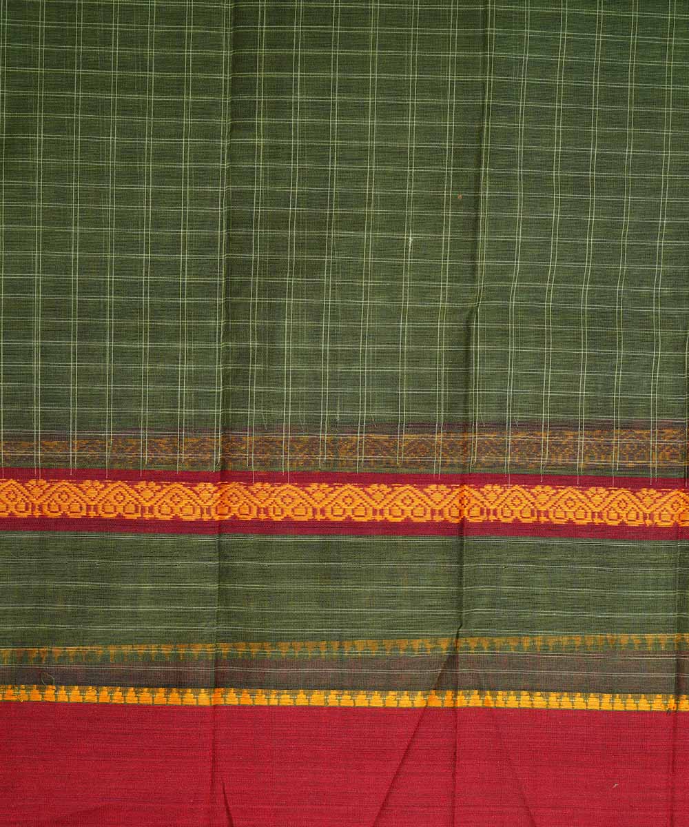 Dark green handwoven cotton narayanpet saree