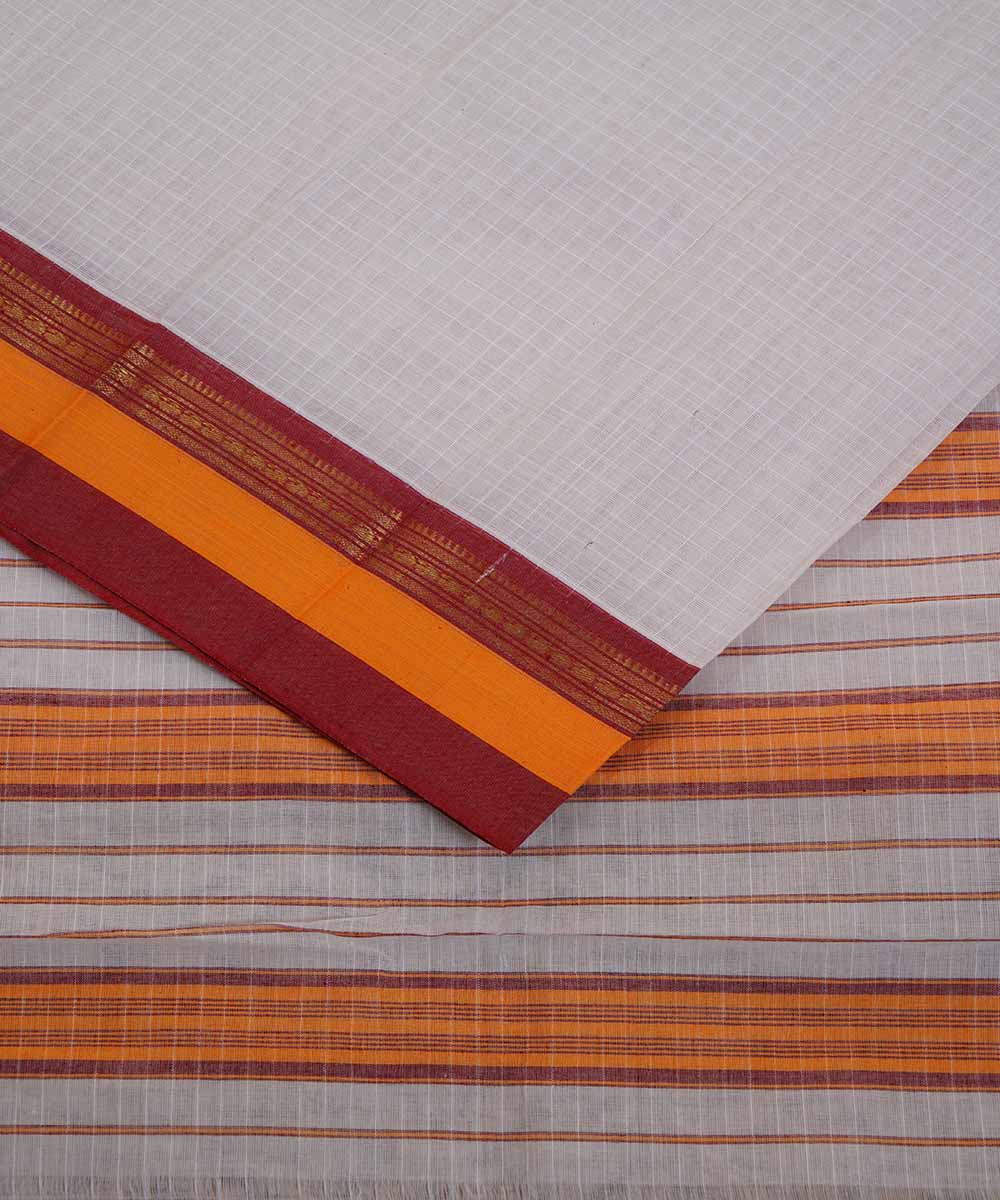 White handwoven cotton narayanpet saree