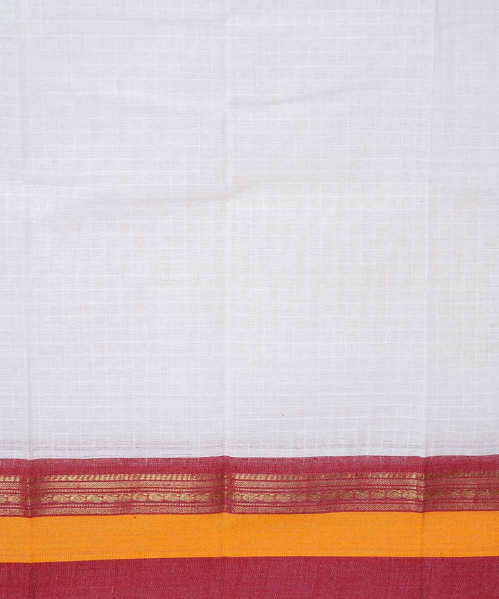 White handwoven cotton narayanpet saree