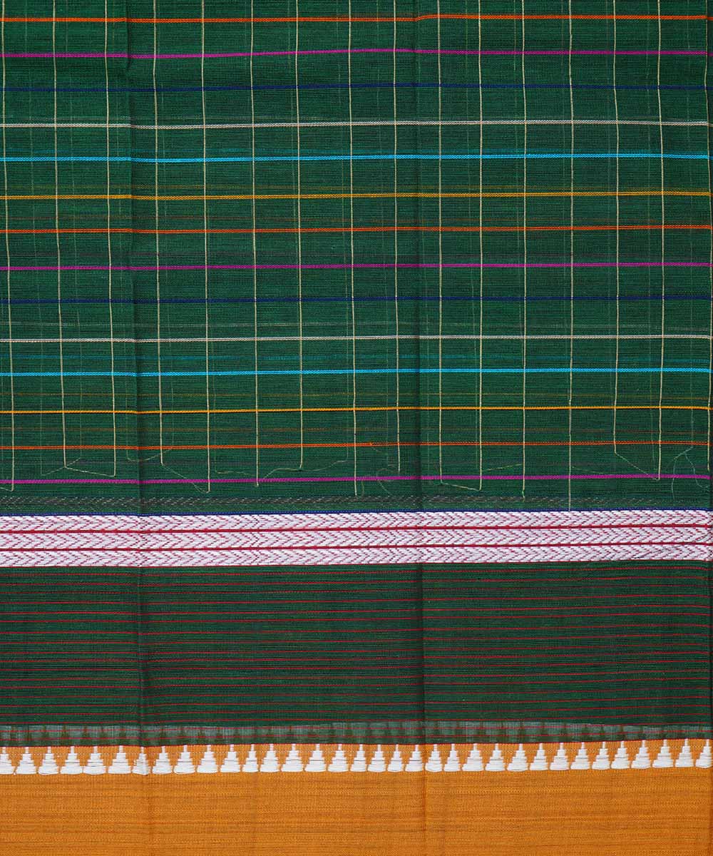 Dark green handloom cotton narayanpet saree