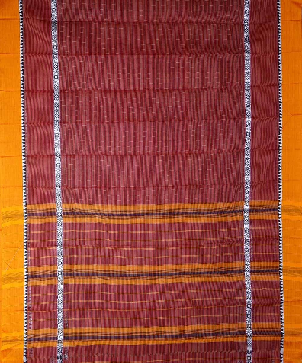 Dark red handwoven cotton narayanpet saree