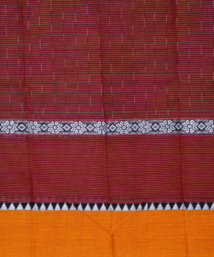 Dark red handwoven cotton narayanpet saree