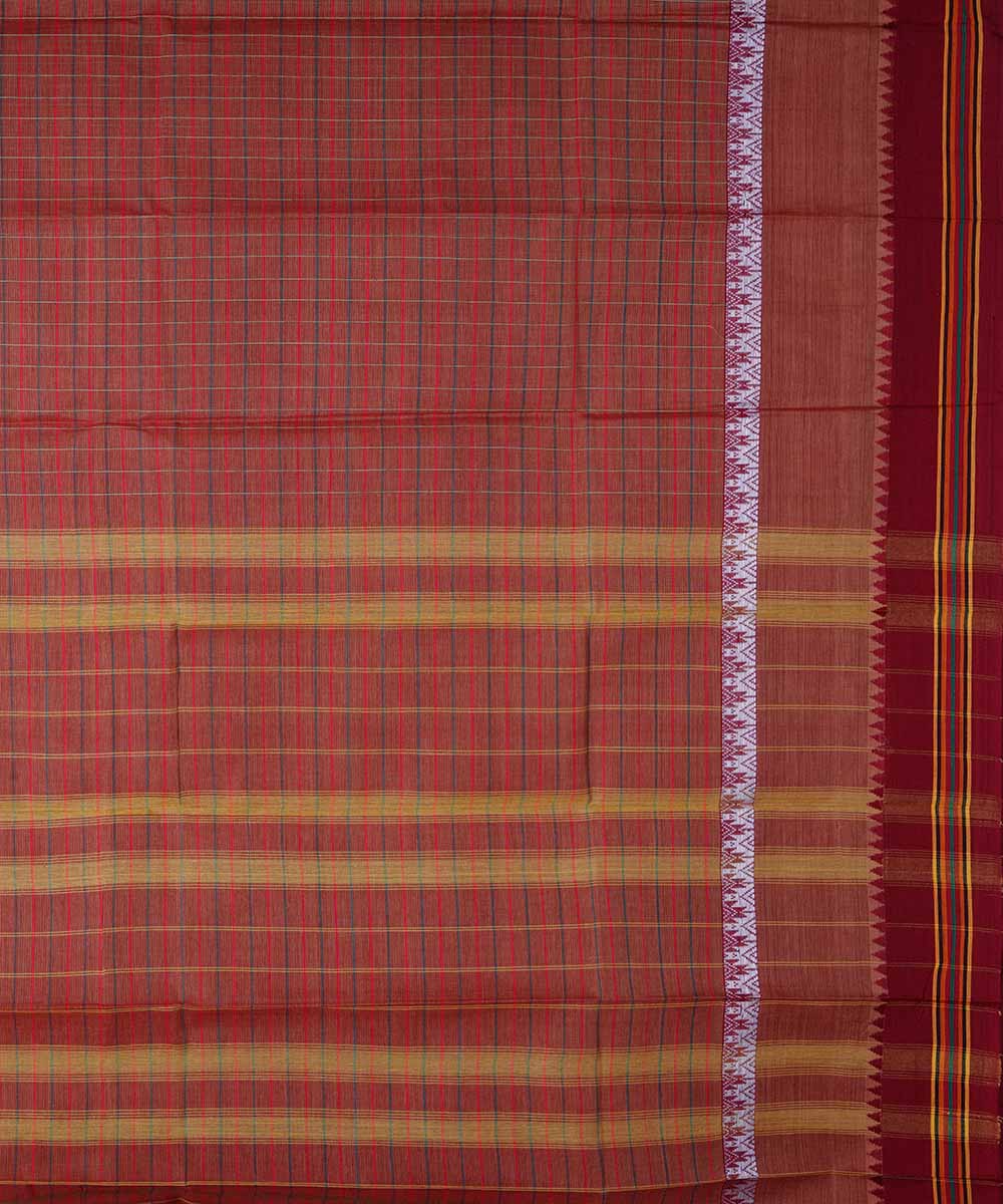 Maroon handwoven cotton narayanpet saree