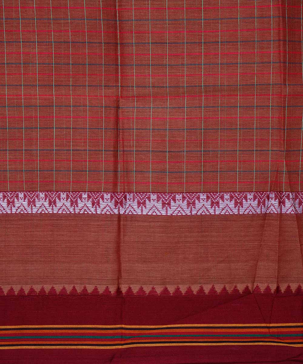 Maroon handwoven cotton narayanpet saree