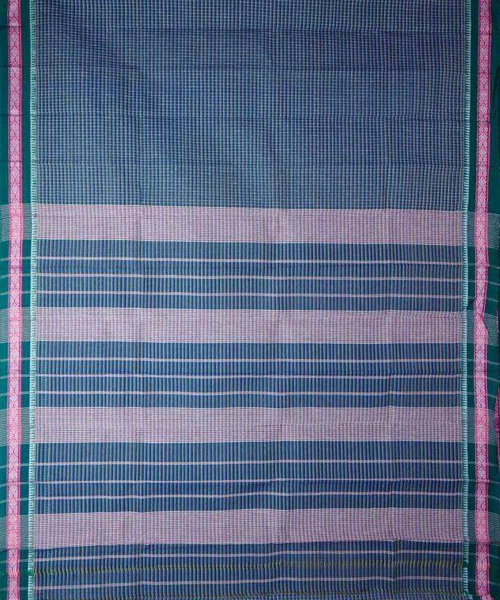 Midnight blue handwoven cotton narayanpet saree