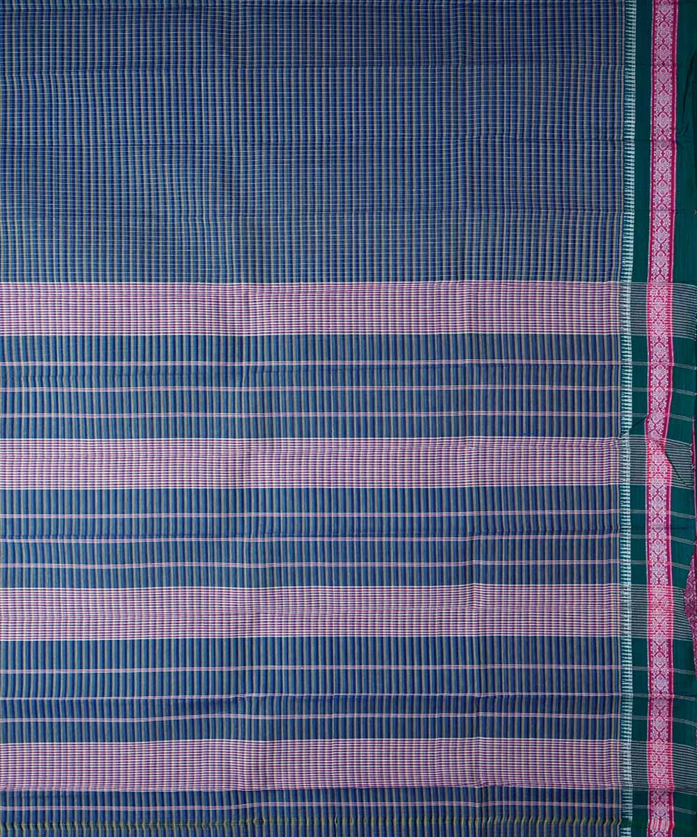 Midnight blue handwoven cotton narayanpet saree