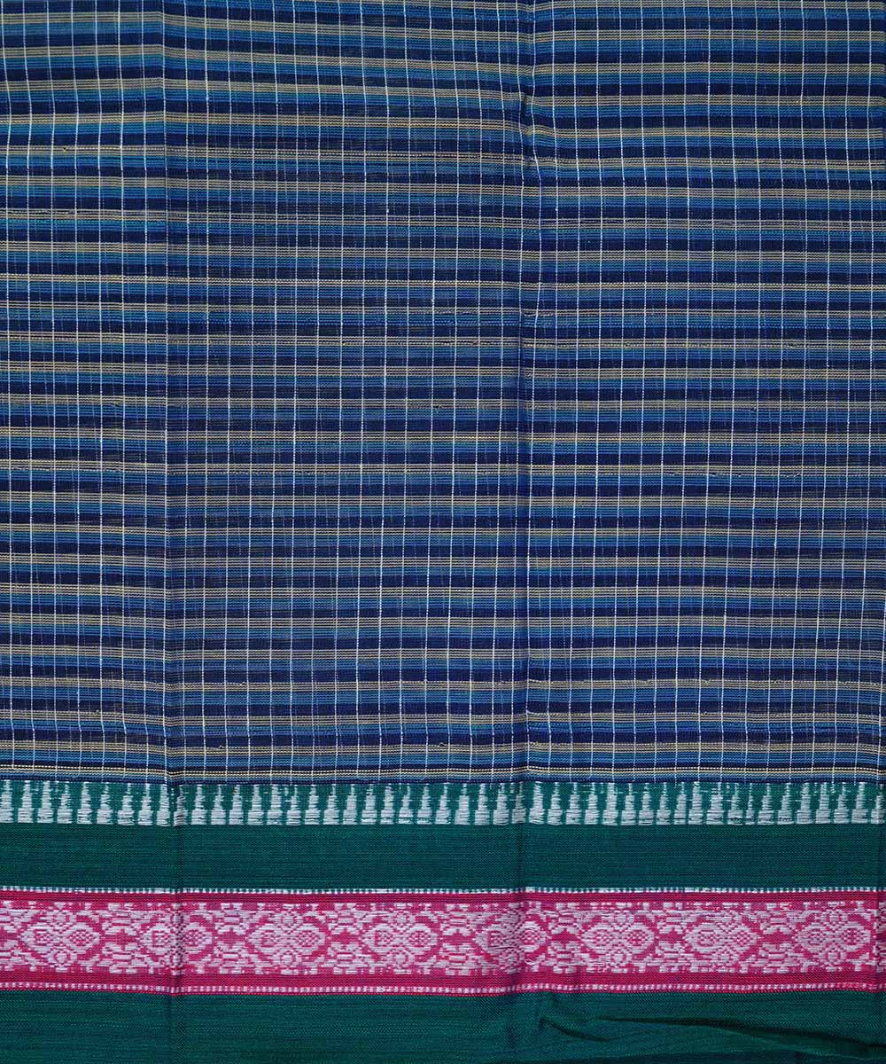 Midnight blue handwoven cotton narayanpet saree