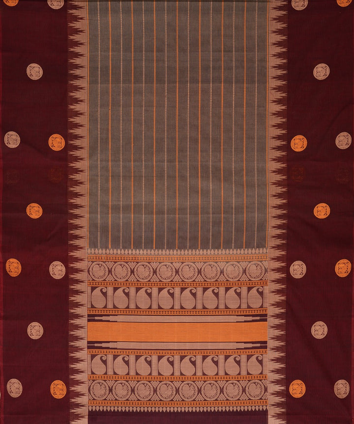 Grey Arakku Cotton Handwoven Kanchi Saree