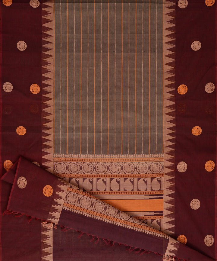 Grey Arakku Cotton Handwoven Kanchi Saree