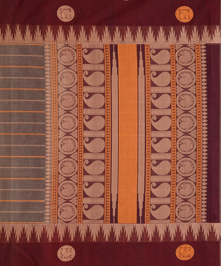 Grey Arakku Cotton Handwoven Kanchi Saree