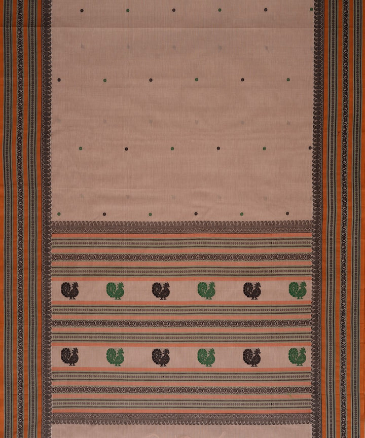 Grey Black Cotton Handwoven Kanchi Saree