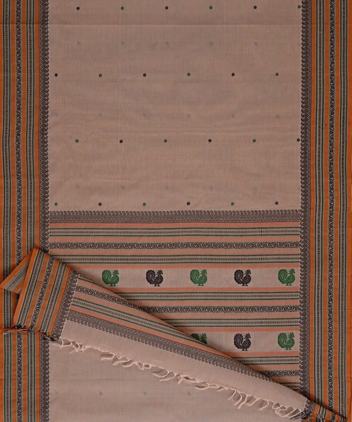 Grey Black Cotton Handwoven Kanchi Saree