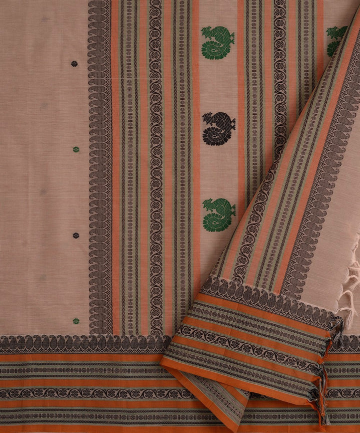 Grey Black Cotton Handwoven Kanchi Saree