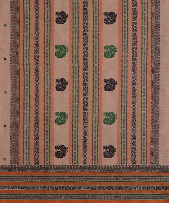 Grey Black Cotton Handwoven Kanchi Saree