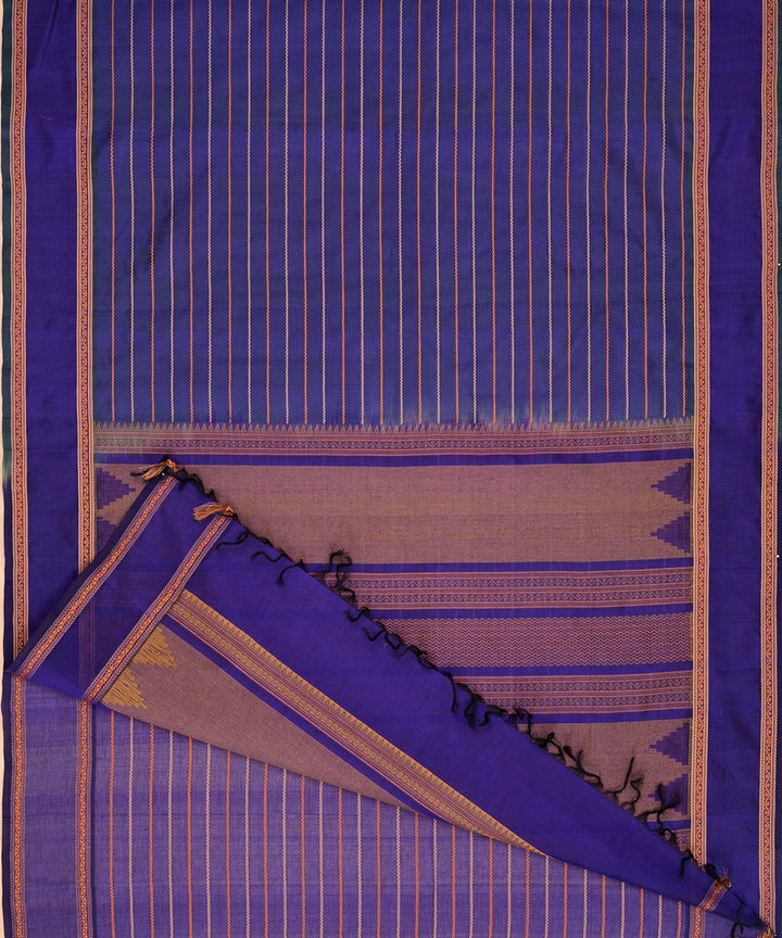 Purple handwoven cotton silk veldhari kanchi saree