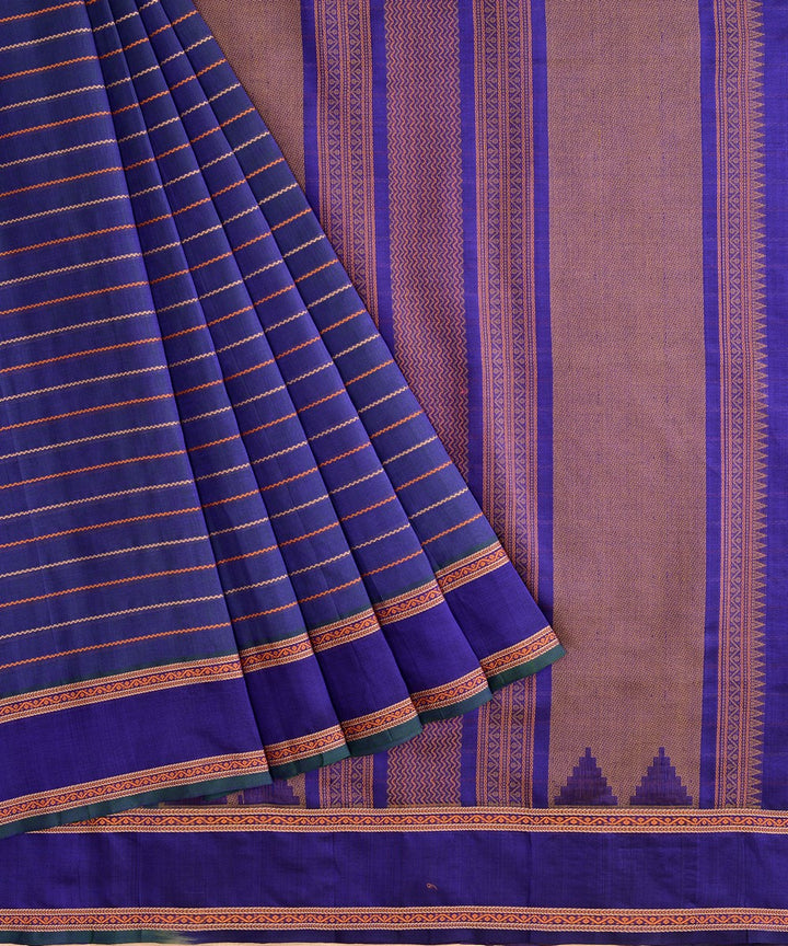Purple handwoven cotton silk veldhari kanchi saree