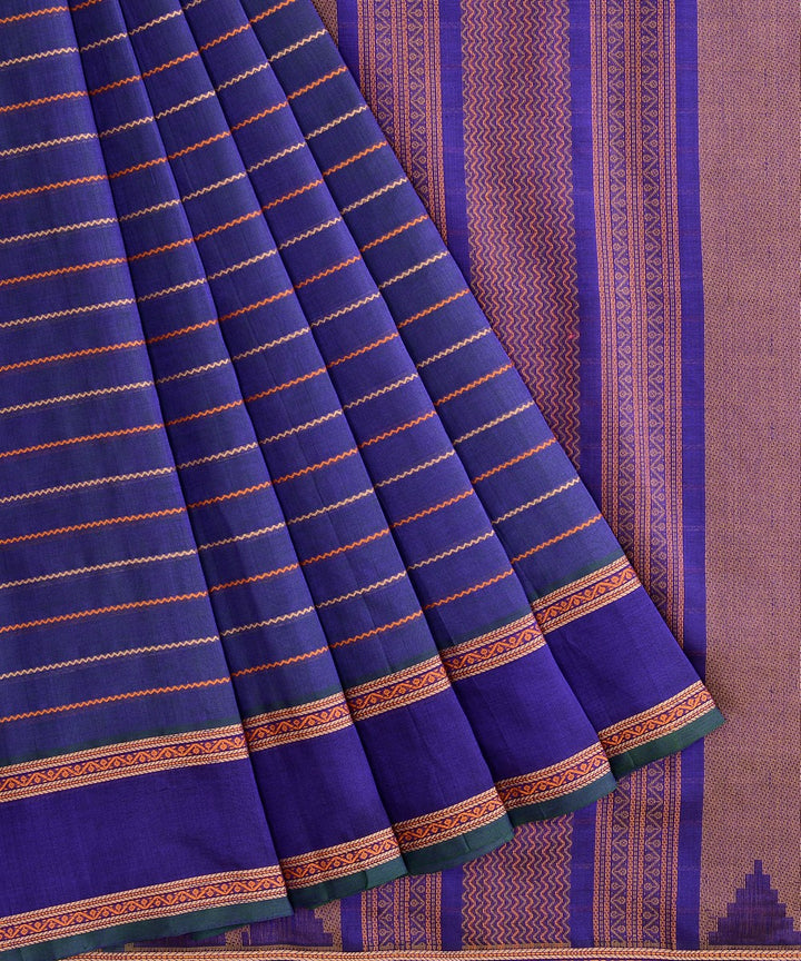 Purple handwoven cotton silk veldhari kanchi saree