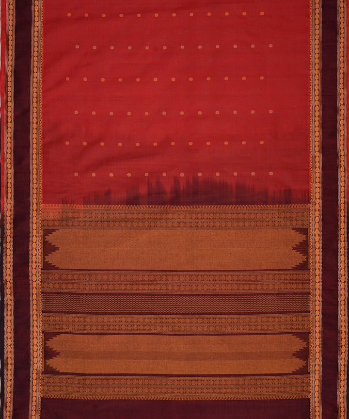Maroon handwoven cotton silk kanchi saree