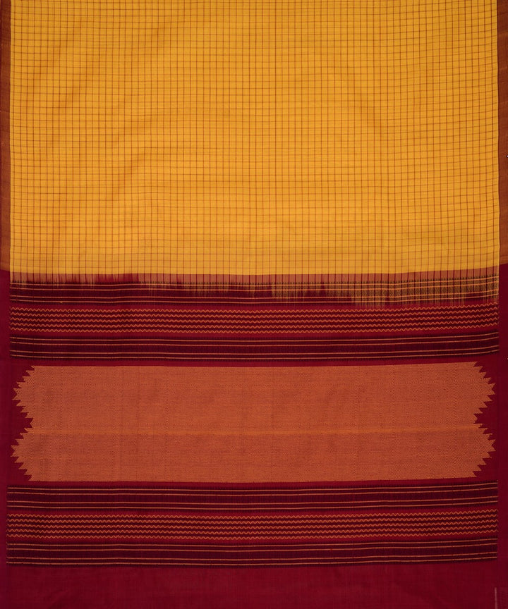 Yellow handwoven cotton silk kattam kanchi saree