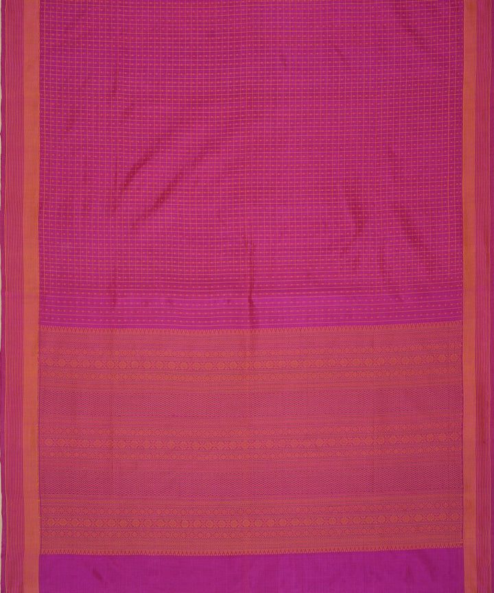 Magenta handwoven cotton silk lakshadeepam kanchi saree