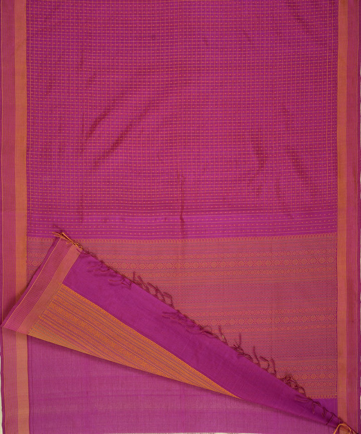 Magenta handwoven cotton silk lakshadeepam kanchi saree
